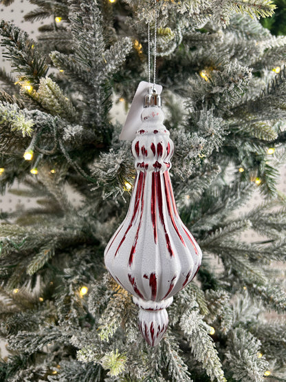 7.75 Inch Red And White Stripe Finial Ornament