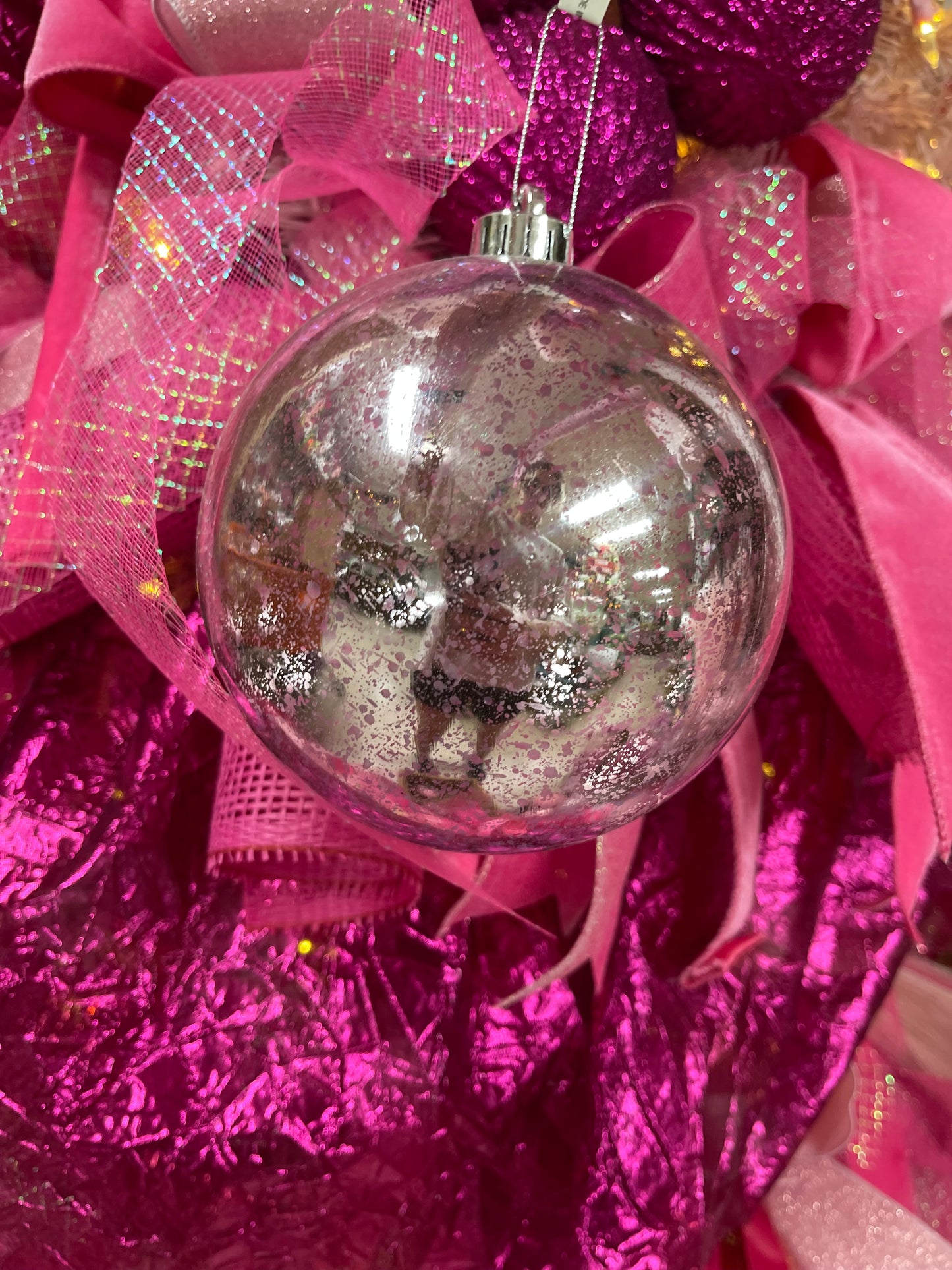 5.5 Inch Pink Mercury Ball Ornament