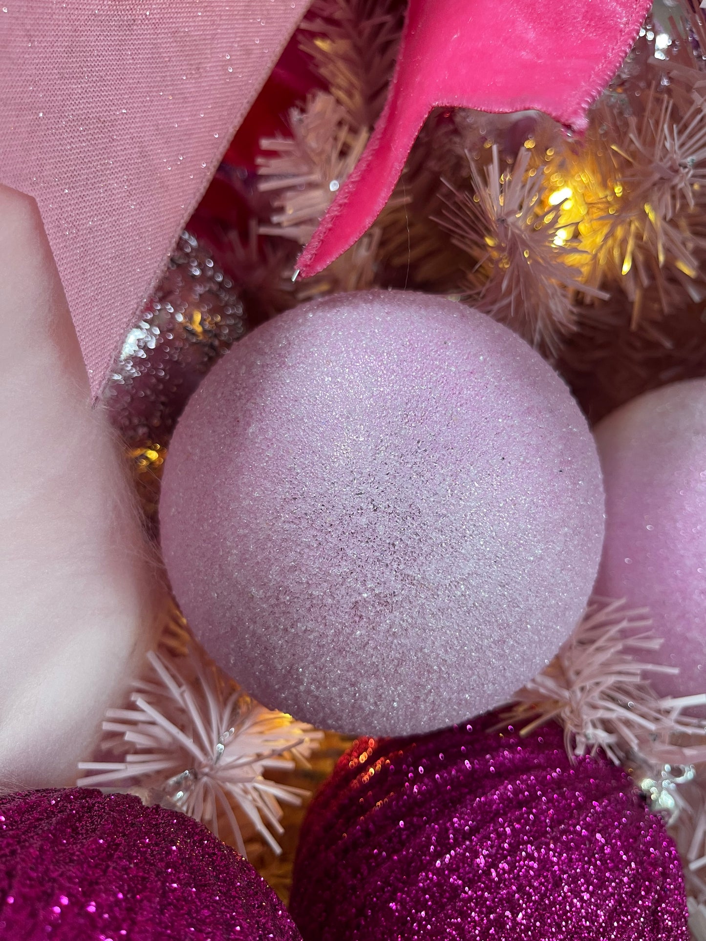 Light Pink 4 Inch Sugar Frosted Ornament Ball