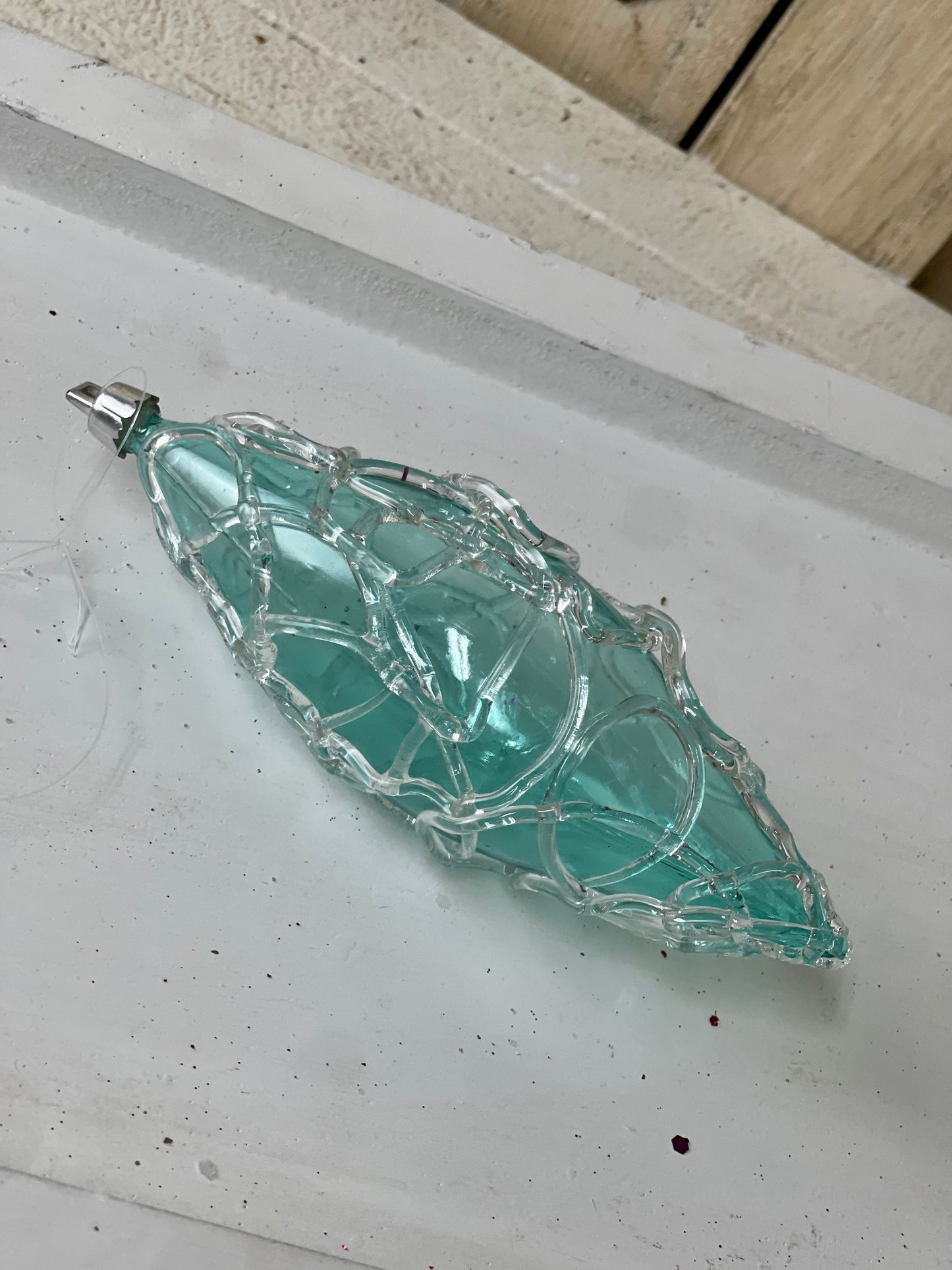 7 Inch Aqua Blue Acrylic Teardrop Ornament