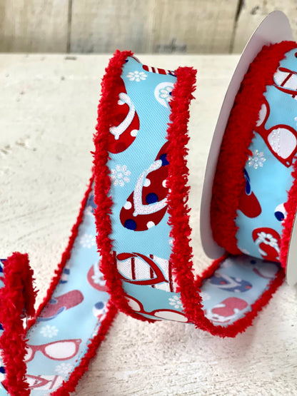 1.5 Inch Red White Blue Flip Flops And Sunglasses Ribbon