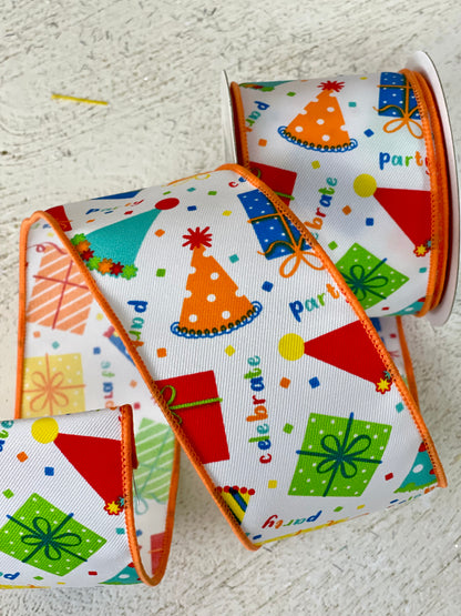 2.5 Inch Party Hats And Gifts Ribbon