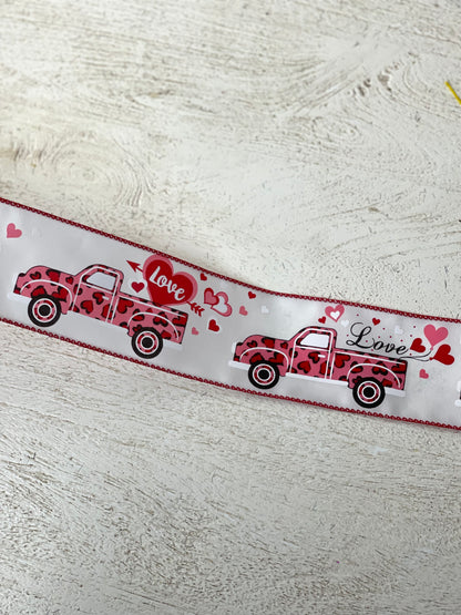 Pink Love Heart Truck Ribbon