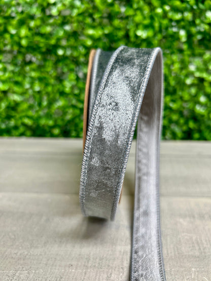 1 Inch By 10 Yard Silver Heritage Velvet Ribbon