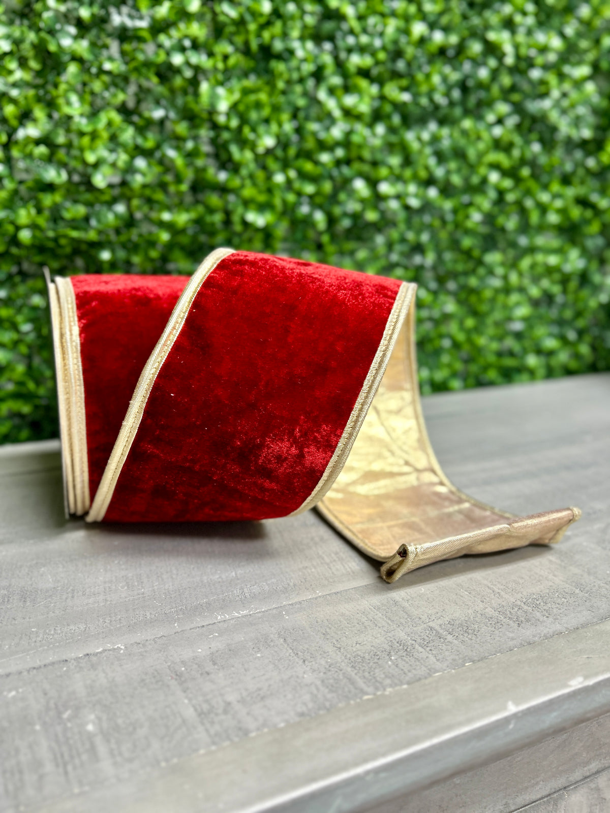John Mark 4 Inch By 10 Yard Red Velvet With Fused Backing Ribbon