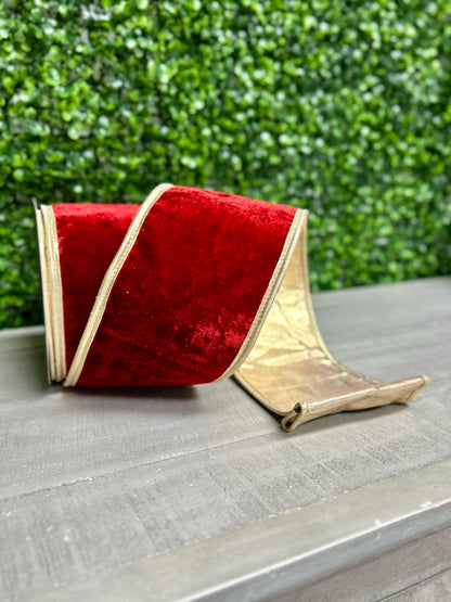 John Mark 4 Inch By 10 Yard Red Velvet With Fused Backing Ribbon