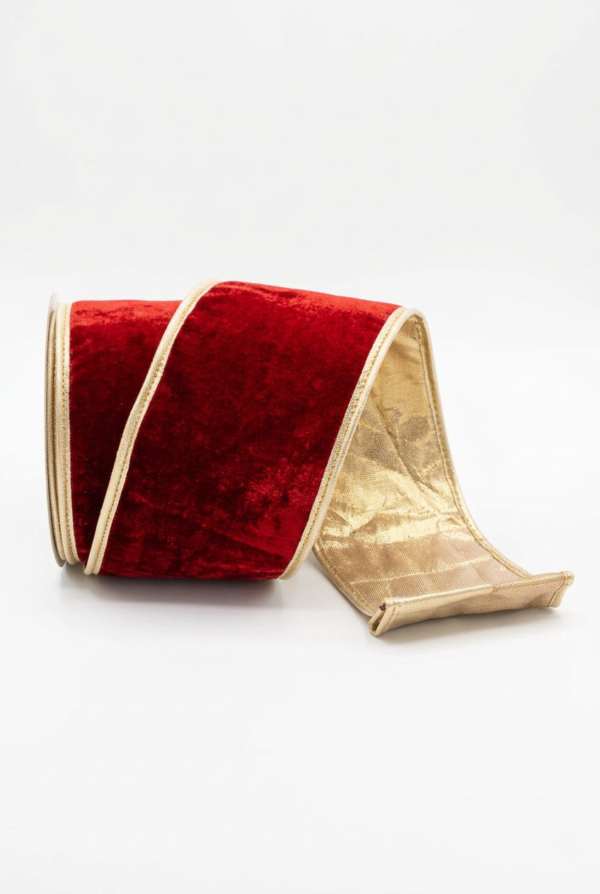 John Mark 4 Inch By 10 Yard Red Velvet With Fused Backing Ribbon