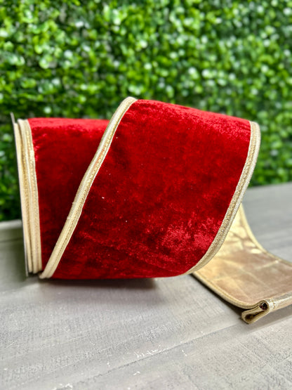 John Mark 4 Inch By 10 Yard Red Velvet With Fused Backing Ribbon
