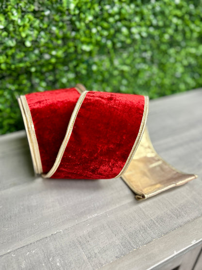 John Mark 4 Inch By 10 Yard Red Velvet With Fused Backing Ribbon
