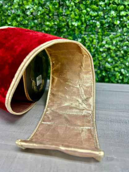 John Mark 4 Inch By 10 Yard Red Velvet With Fused Backing Ribbon