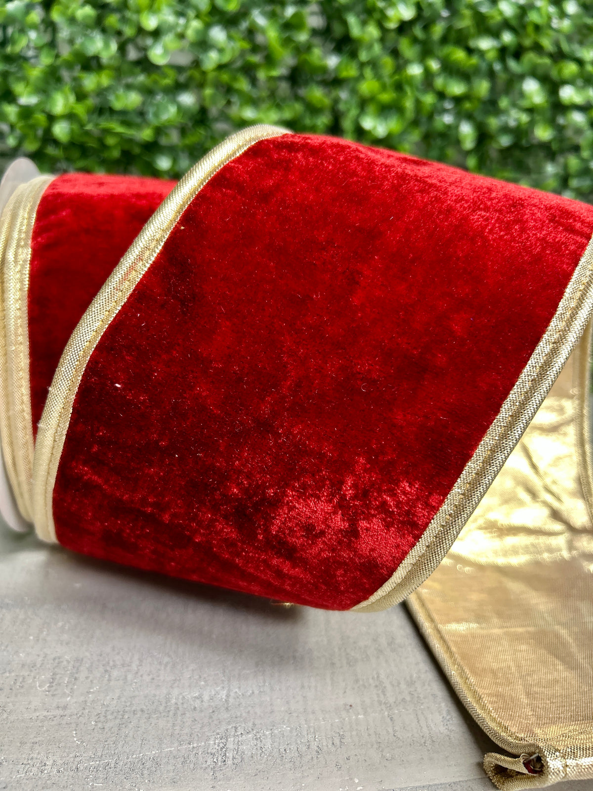 John Mark 4 Inch By 10 Yard Red Velvet With Fused Backing Ribbon
