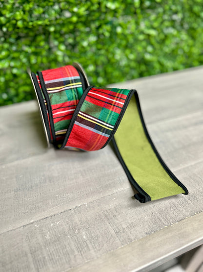 John Mark 2.5 Inch By 10 Yard Royal Stewart Plaid Fused Dupioni Ribbon