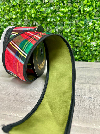 John Mark 2.5 Inch By 10 Yard Royal Stewart Plaid Fused Dupioni Ribbon