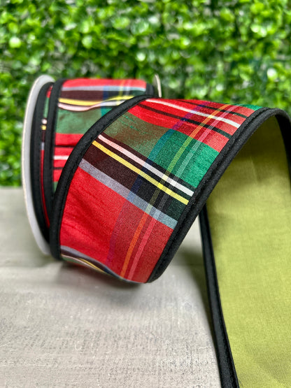 John Mark 2.5 Inch By 10 Yard Royal Stewart Plaid Fused Dupioni Ribbon