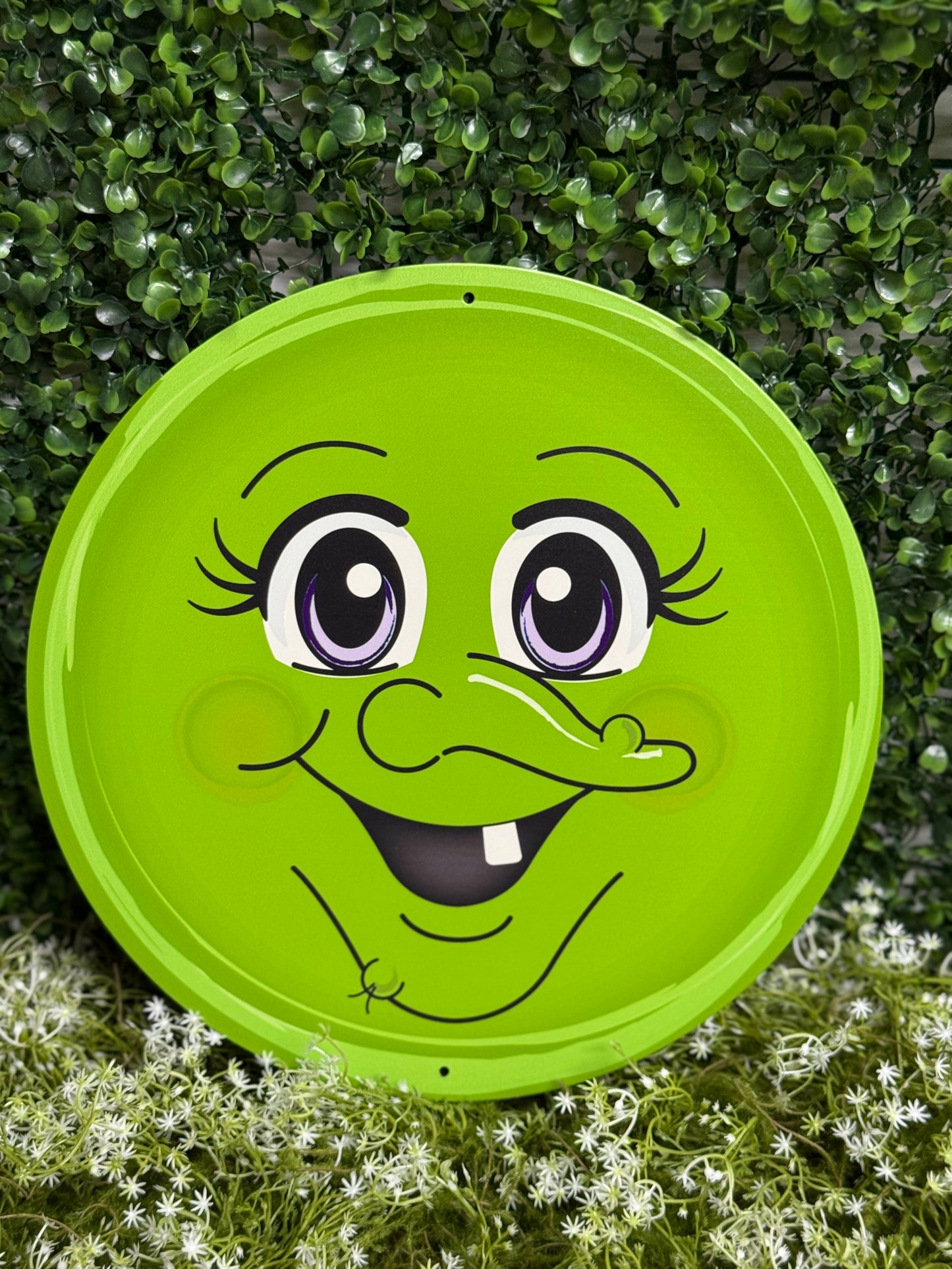 12 Inch Metal Green Witch Face Sign