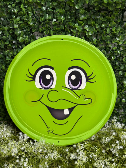 12 Inch Metal Green Witch Face Sign
