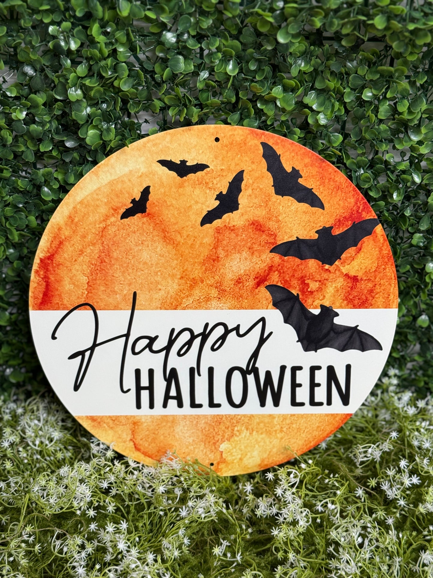 12 Inch Happy Halloween Moon Metal Sign