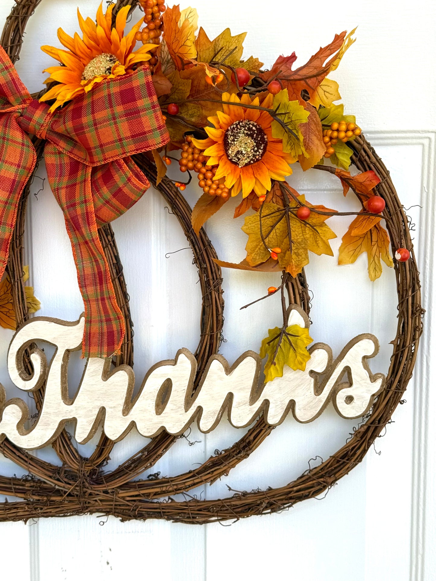 26 Inch Give Thanks Vine Pumpkin Wreath