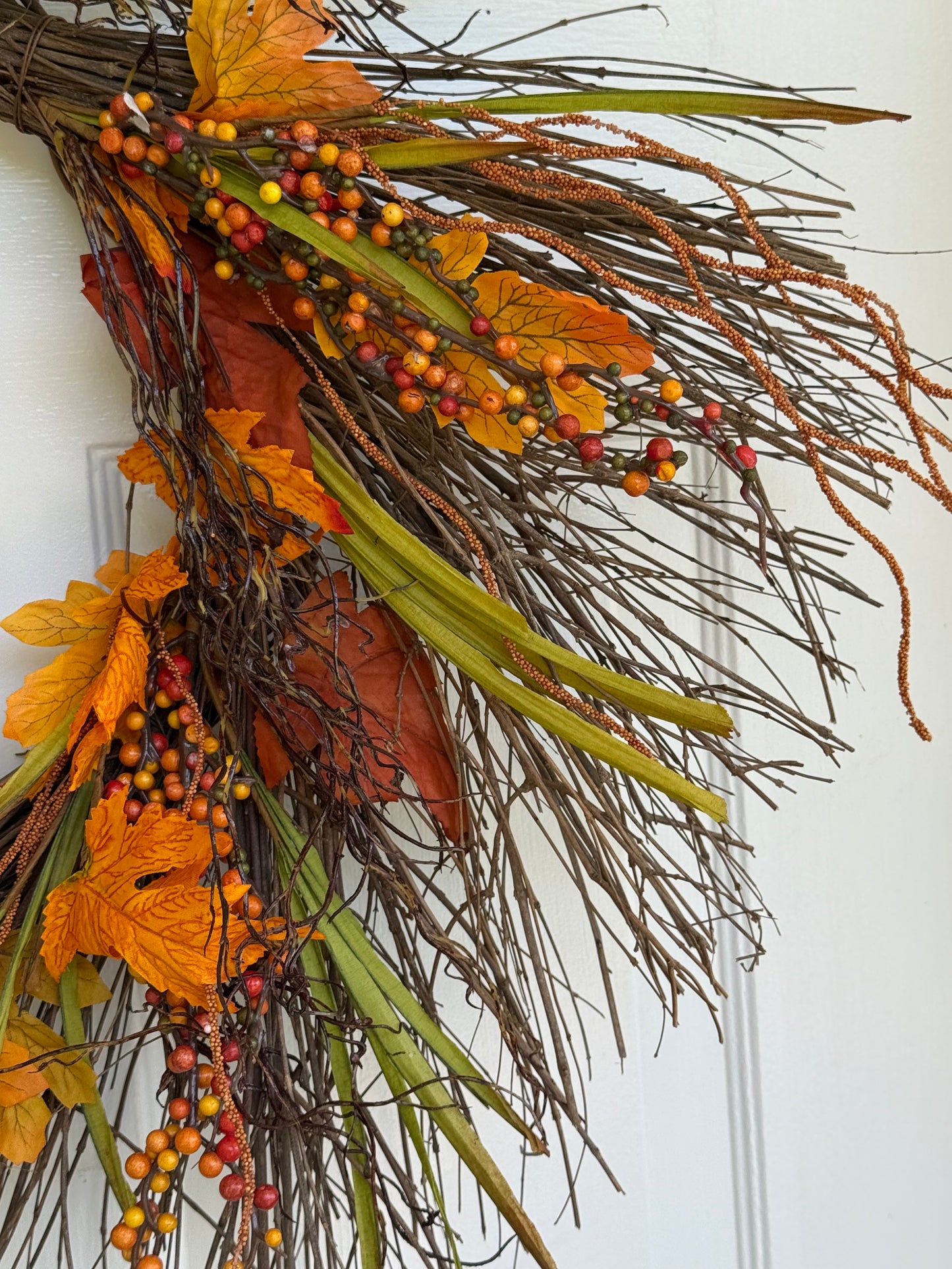 Floral Fall Leaf And Twig Wreath
