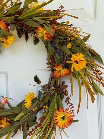 Floral Sunflower With Grass Wreath