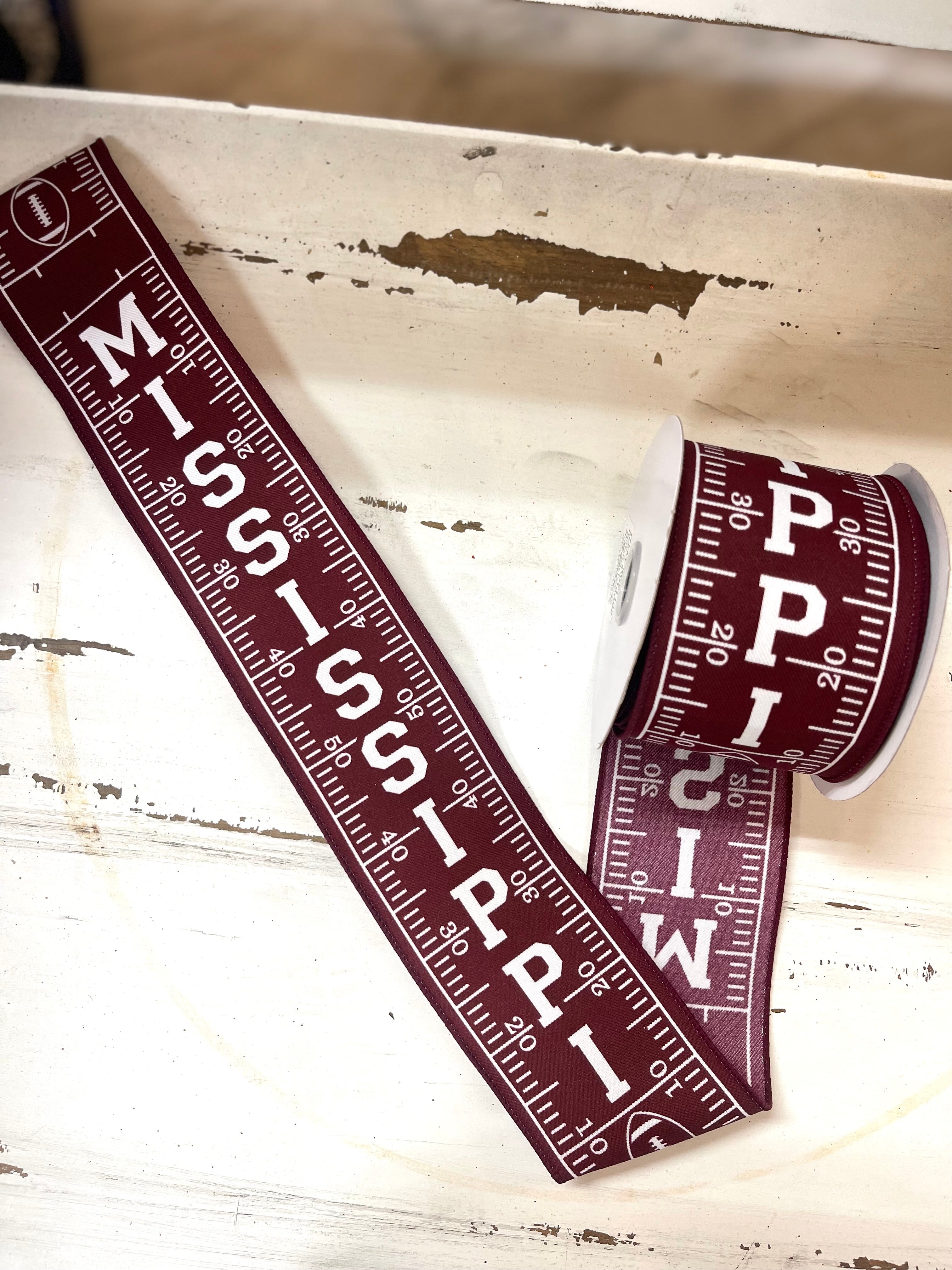 Field Ribbon 2.5 Inch By 10 Yard Maroon And White Mississippi Football Field Ribbon ...