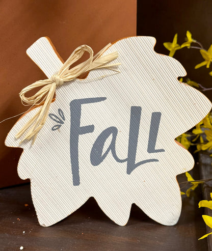 Wood Harvest Leaf and Pumpkin Sign Decor Assorted Styles