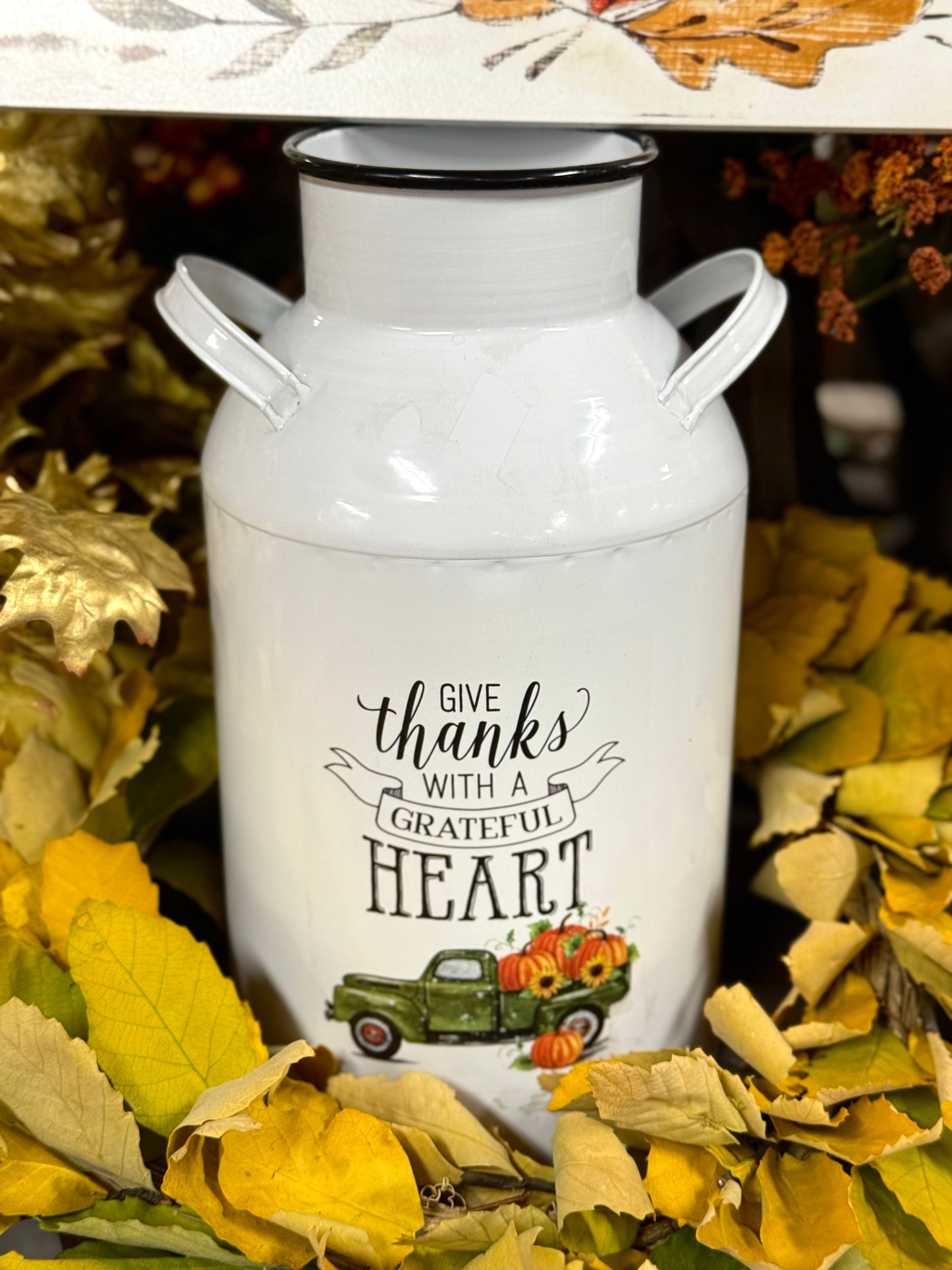14 Inch White Fall Metal Milk Bottle Two Styles
