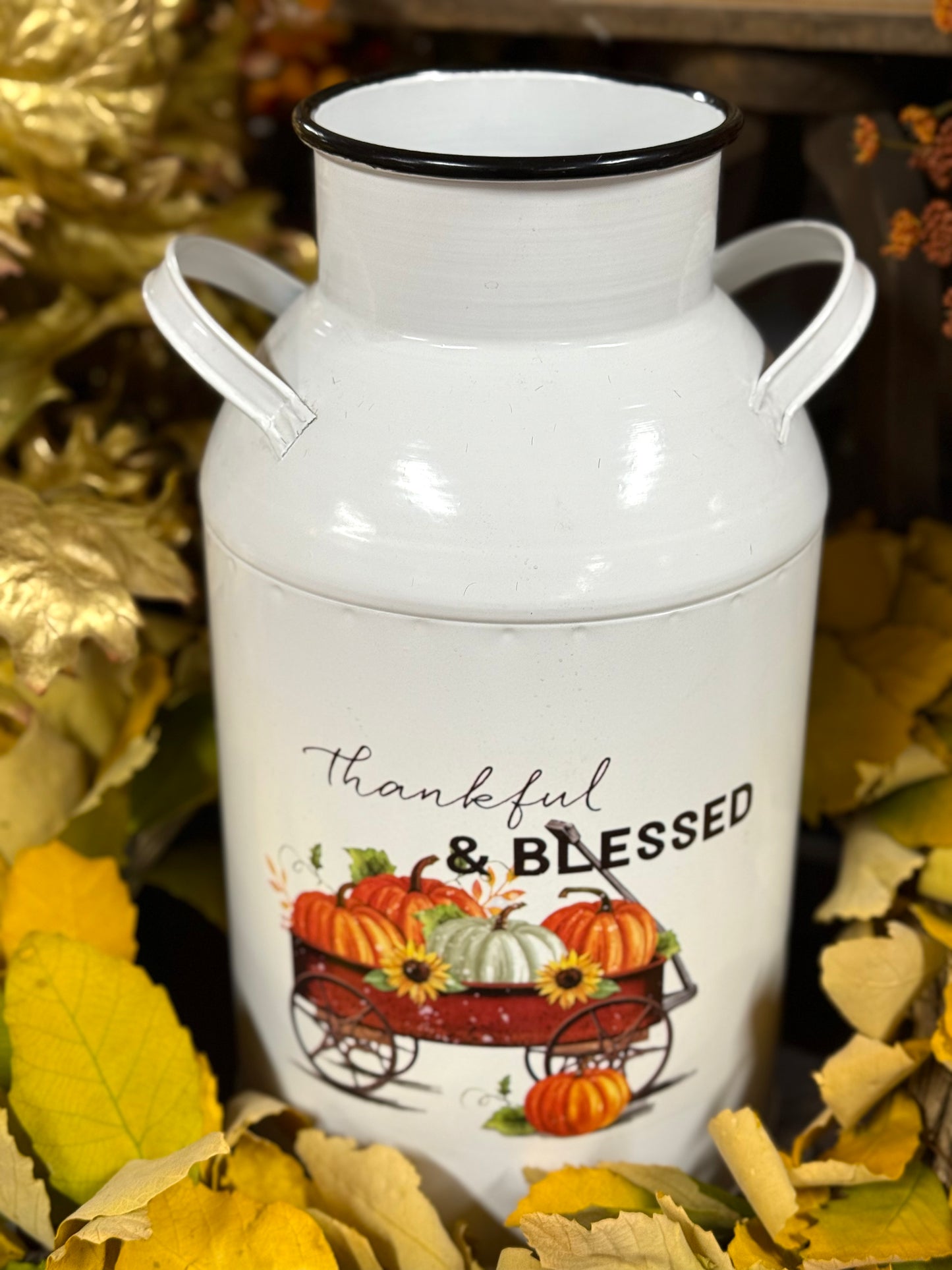 14 Inch White Fall Metal Milk Bottle Two Styles