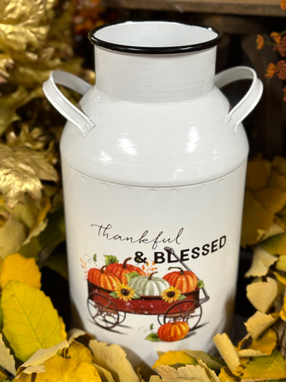 14 Inch White Fall Metal Milk Bottle Two Styles