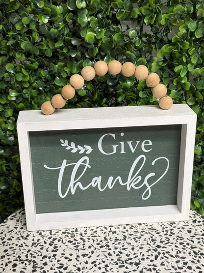 Wood Harvest Block with Beads 4 Styles