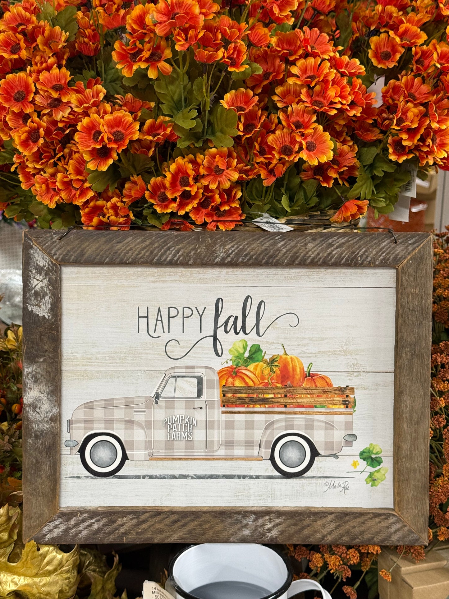 Happy Fall Plaid Truck Wall Art