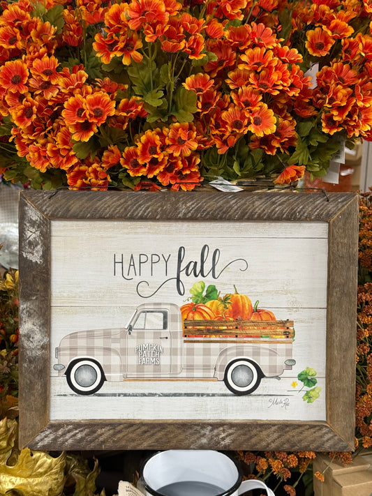 Happy Fall Plaid Truck Wall Art