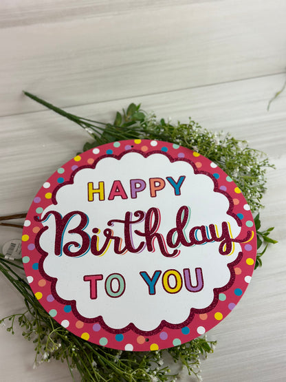 12 Inch Happy Birthday To You Glitter Metal Sign
