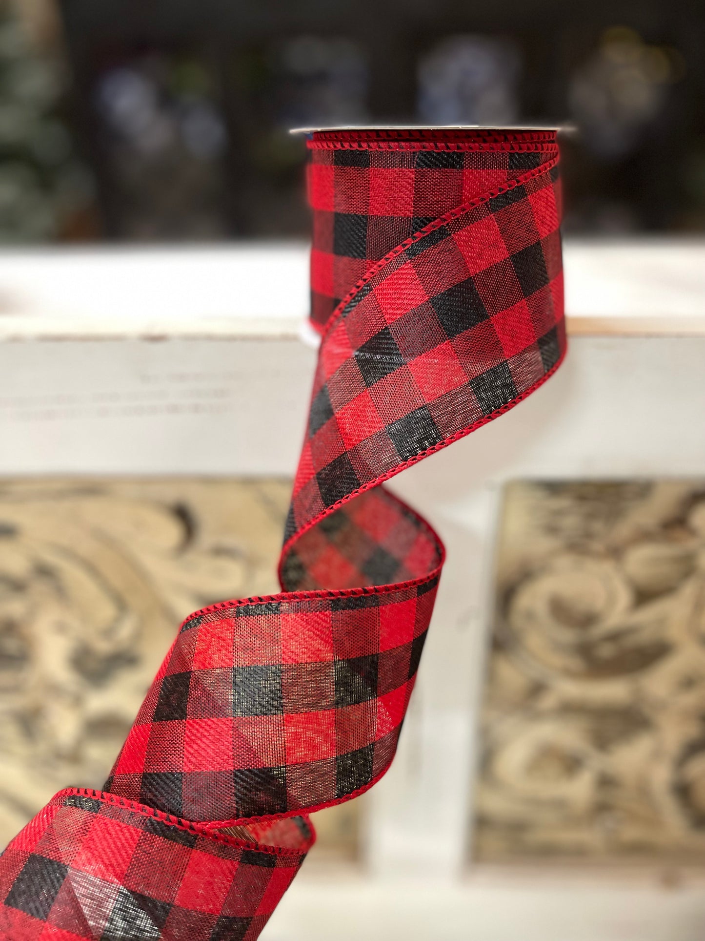 2.5 Inch Red And Black Plaid Ribbon