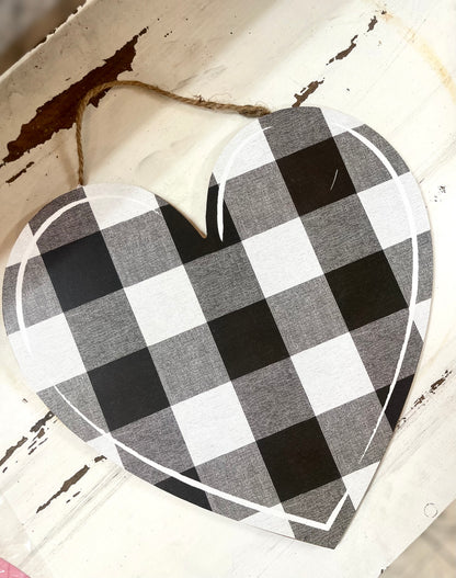 Black And White Check Heart