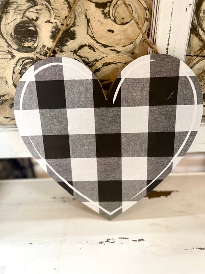Black And White Check Heart