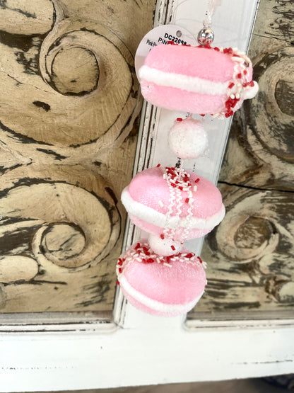 Pink Peppermint Macaroon Ornament