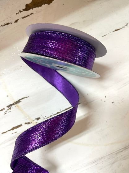 7/8 Inch By 10 Yard Purple Metallic Ribbon