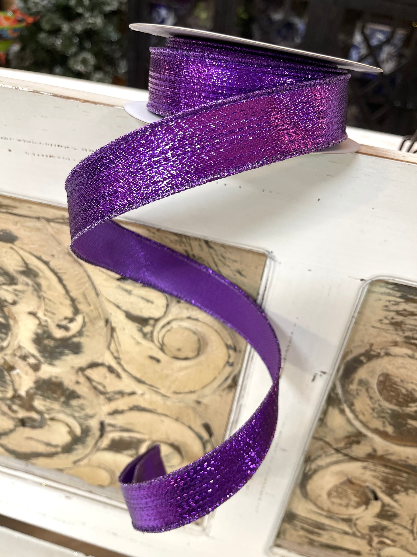 7/8 Inch By 10 Yard Purple Metallic Ribbon