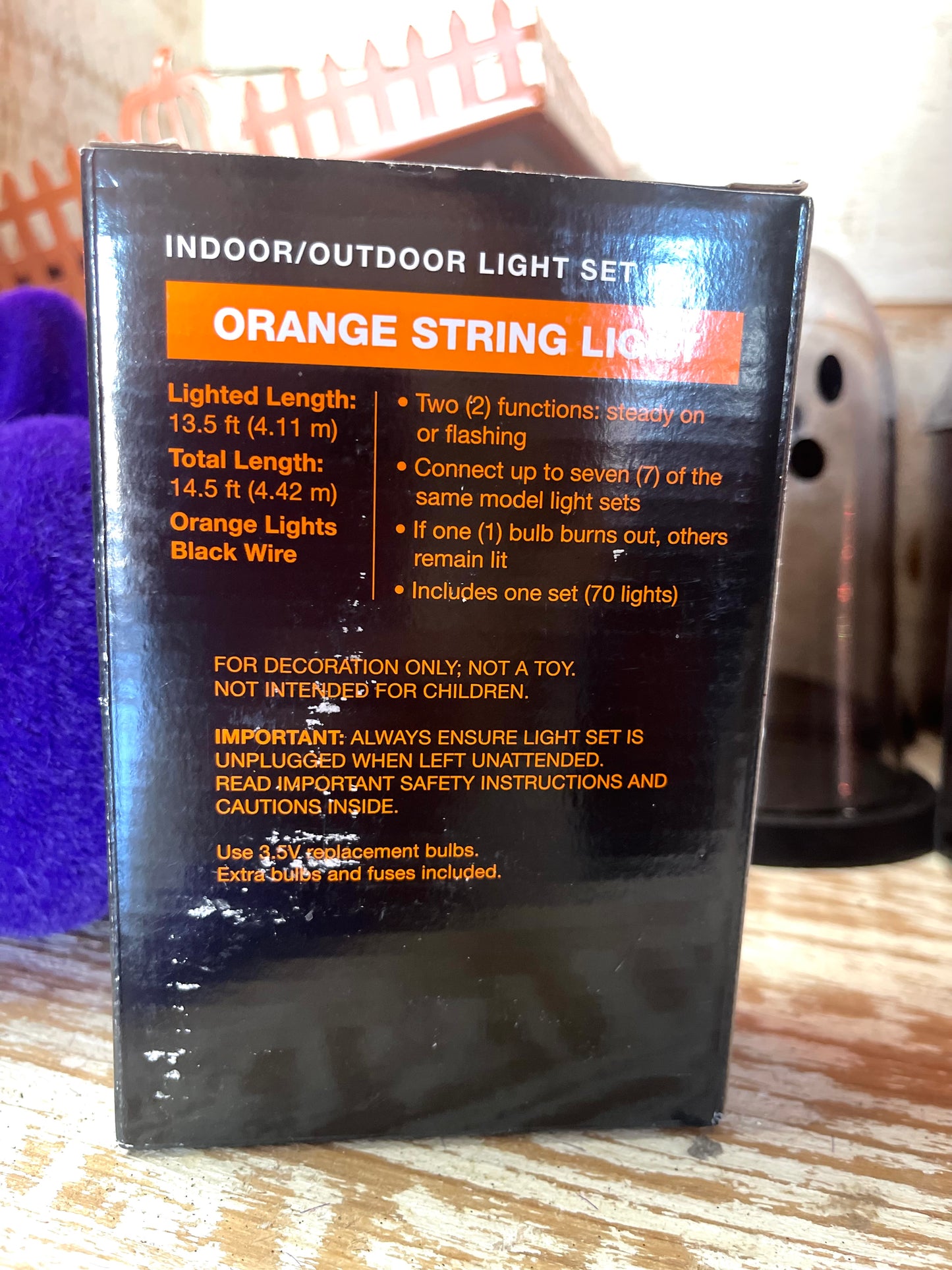 Halloween Indoor and Outdoor Orange String Light