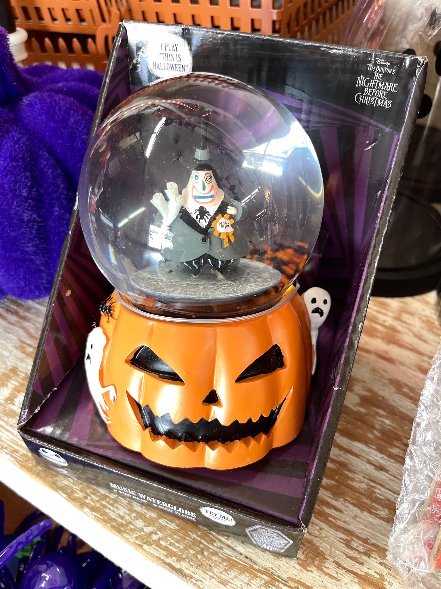 Nightmare Before Christmas Mayor Swirling Musical Snow Globe