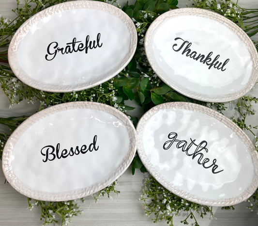 Ceramic Fall Word Plates Assorted Styles