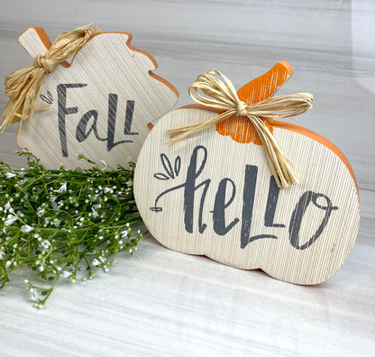 Wood Harvest Leaf and Pumpkin Sign Decor Assorted Styles