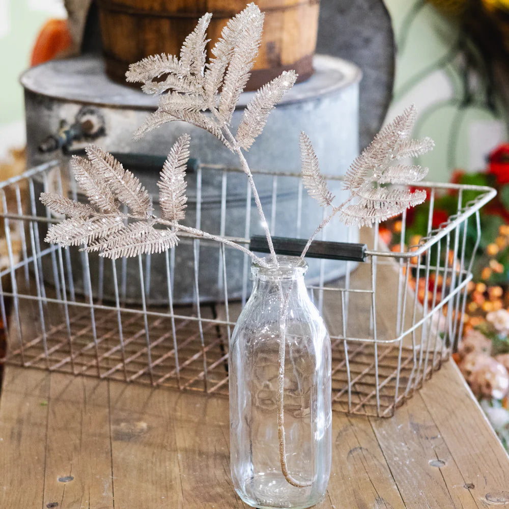 20 Inch Grey Winter Forest Fern Spray