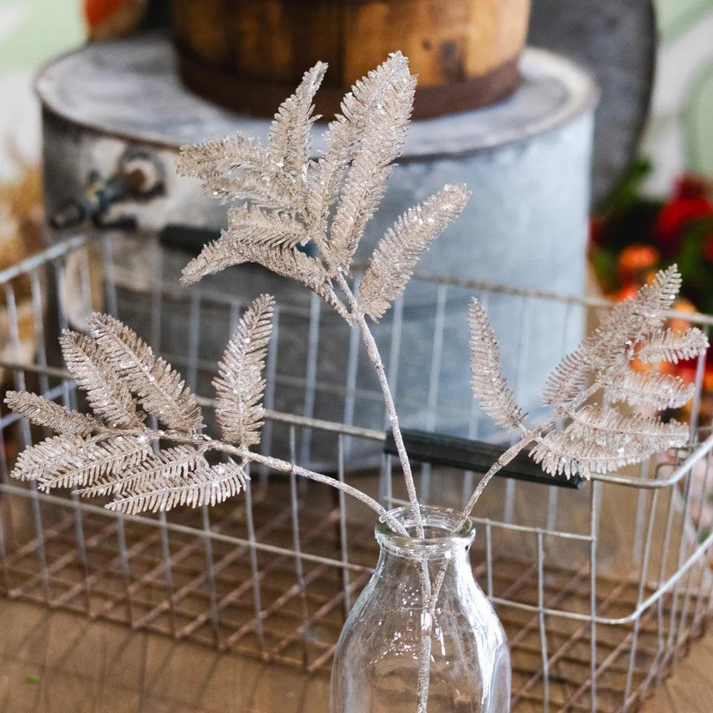 20 Inch Grey Winter Forest Fern Spray