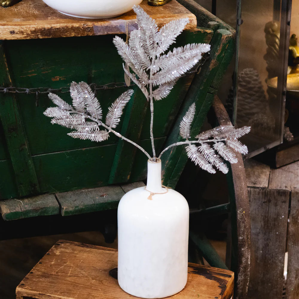 20 Inch Grey Winter Forest Fern Spray