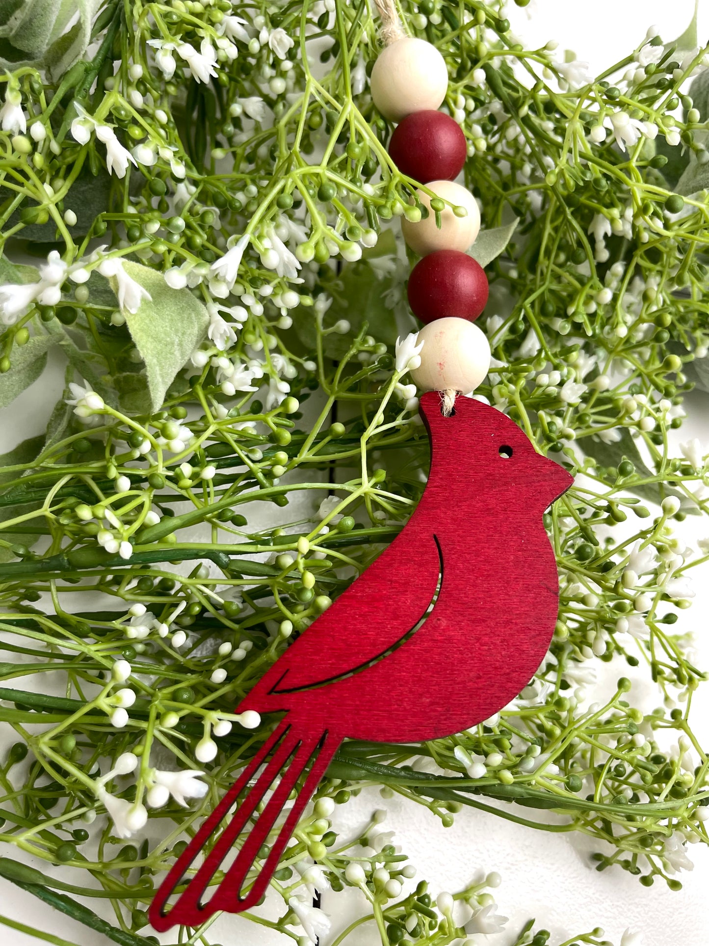 Beaded Wood Cardinal Ornament 2 Styles
