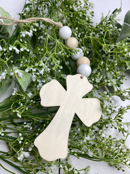 Cross Wood Beaded Ornament 2 Styles