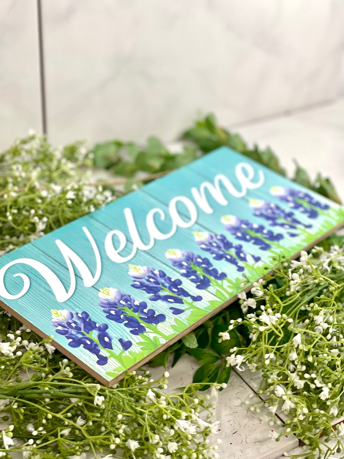 Welcome Bluebonnets Wooden Sign