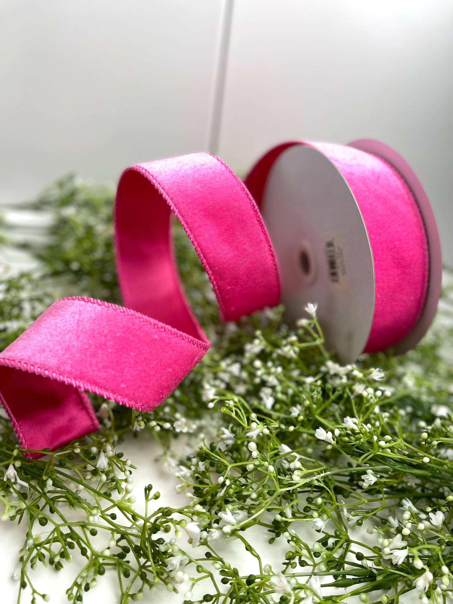 1 Baby Pink Velvet Ribbon, Wired Velvet Ribbon, 1 inch Velvet Ribbon –  Joycie Lane Designs